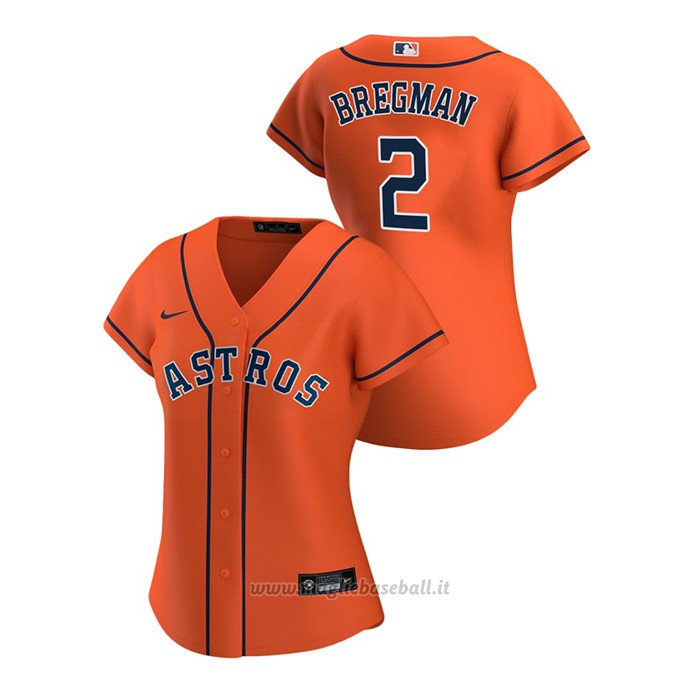 Maglia Baseball Donna Houston Astros Alex Bregman 2020 Replica Alternato Arancione